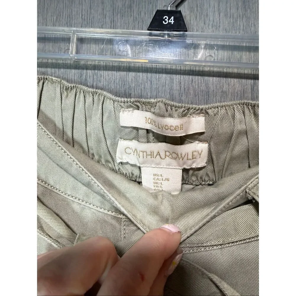 Cynthia Rowley Wide Leg 100% Lyocell Pants Sage Green/Khaki Women’s Size Large - Picture 4 of 7